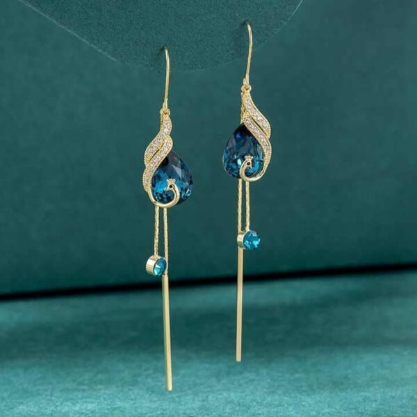 Boucles d'oreilles Paon en cristal d'Azure – Image 5