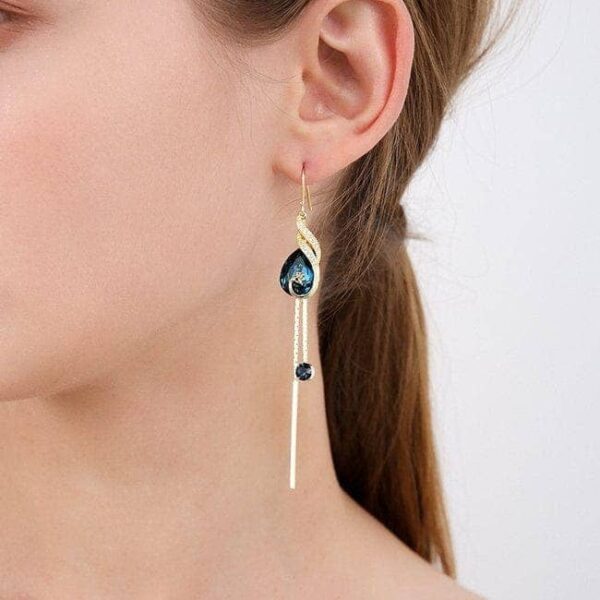 Boucles d'oreilles Paon en cristal d'Azure – Image 10