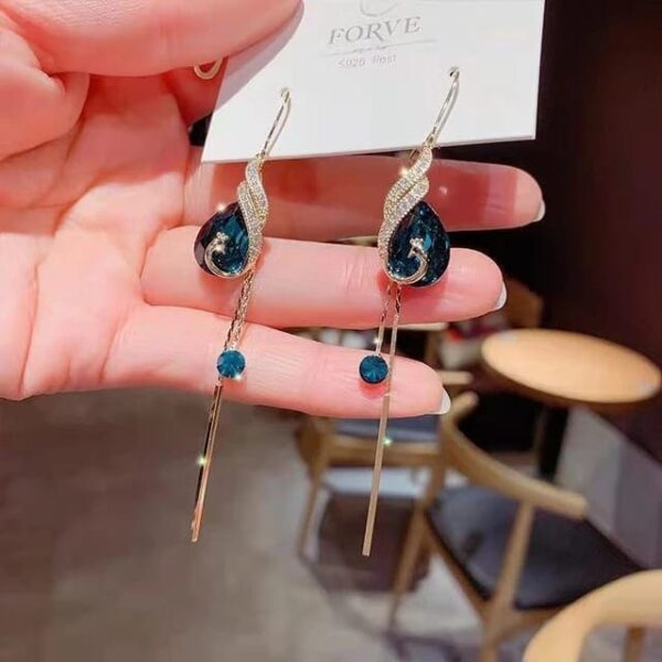 Boucles d'oreilles Paon en cristal d'Azure – Image 4